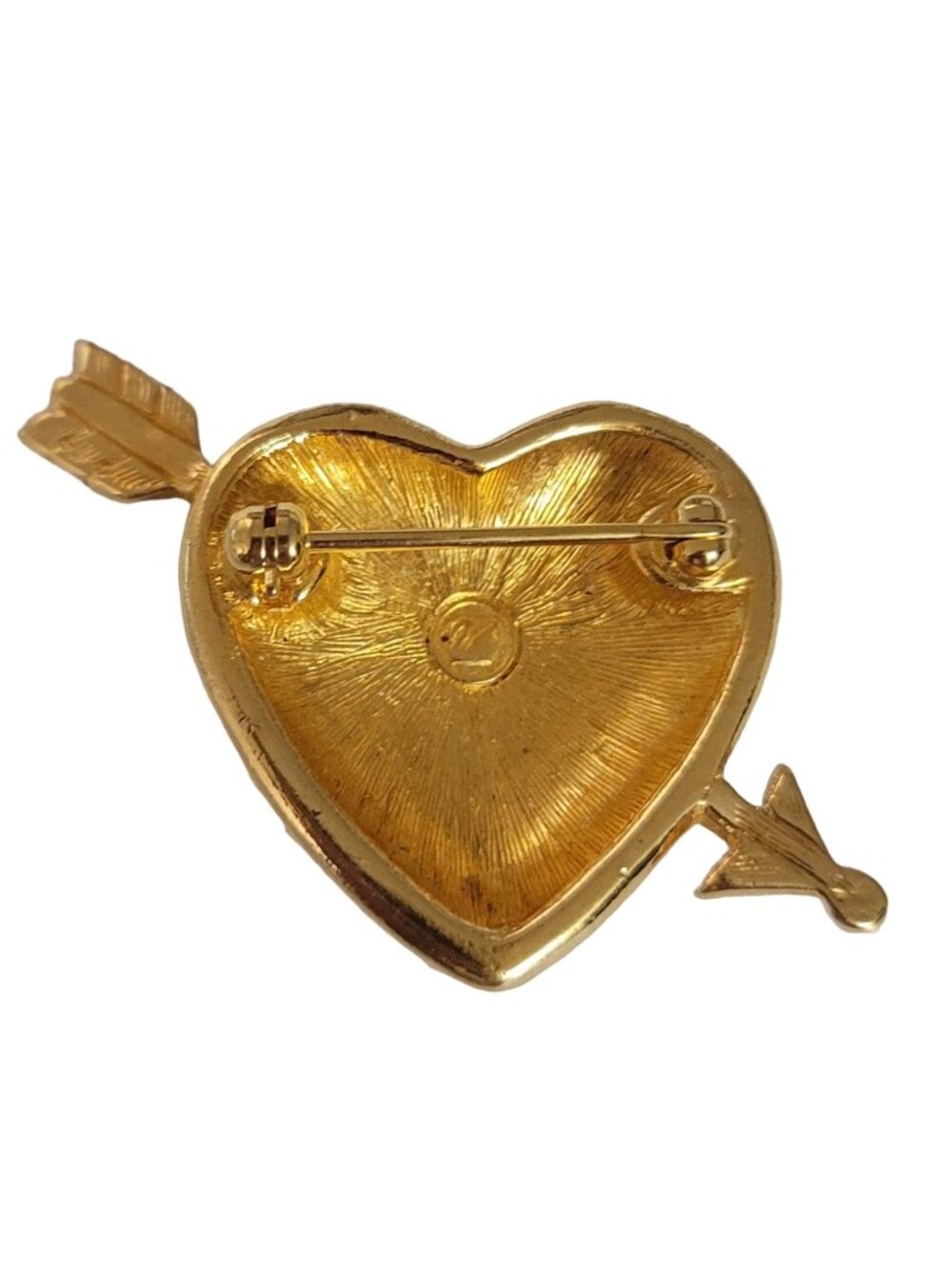 Swarovski Swan Logo Gold Tone Clear Crystal Cupids Heart Arrow Brooch E103 - Picture 7 of 10